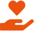 Icon in orange of a person holding a heart.