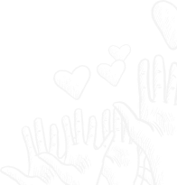 Icon of hands reaching for the sky with hearts around them.