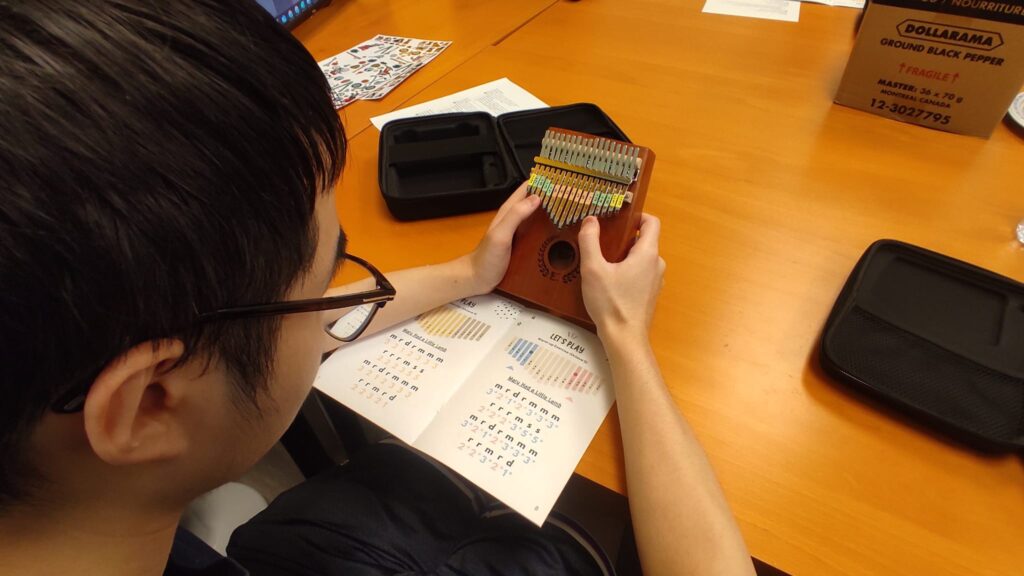 Person playing the Kalimba.